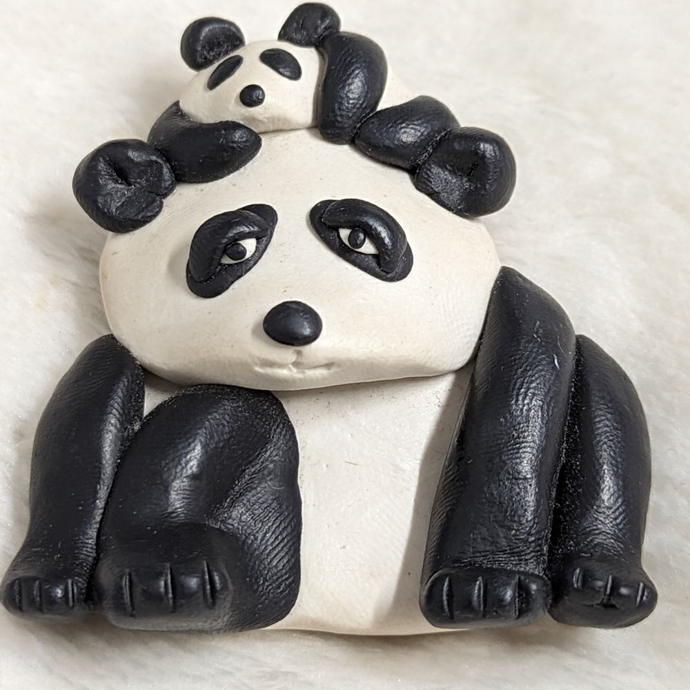 Vintage Artisan Made Panda Brooche - Picture 6 of 8
